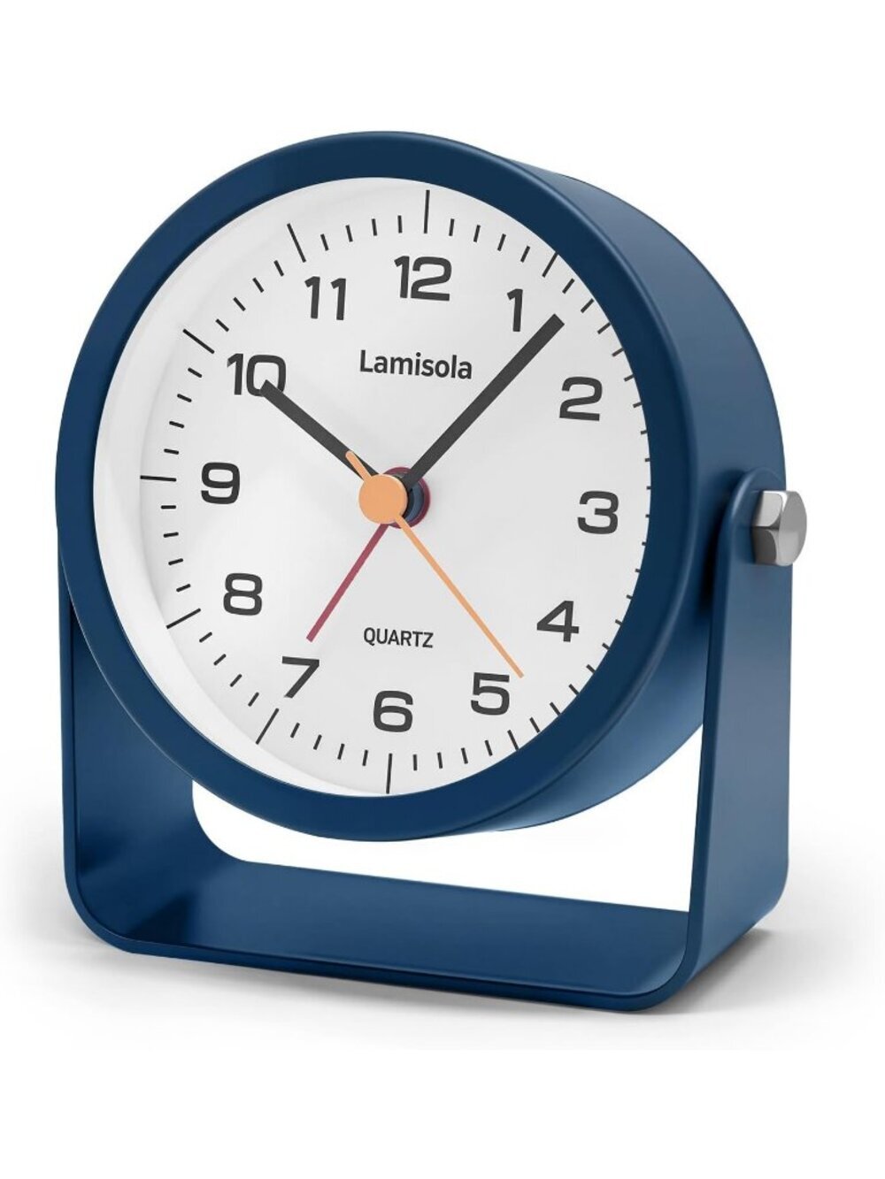Home Navy Blue Analog Quartz Battery Vintage Operated Silent Desk Alarm Clock